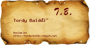 Tordy Baldó névjegykártya